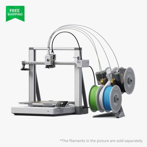 Bambu Lab A2L Combo 3D printer with AMS Lite multi-color filament unit attached to its large-format bed slinger frame